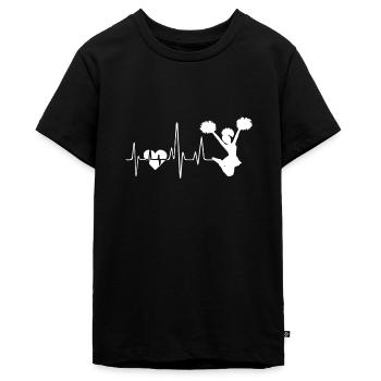 Cheerleading Cheerleading Herzschlag - Teenager Premium Bio T-Shirt - Schwarz - Vorne - AI Model Teenager Male light (155cm)