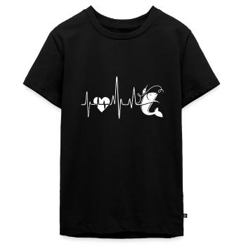 Angeln Angeln Herzschlag - Teenager Premium Bio T-Shirt - Schwarz - Vorne - AI Model Teenager Male light (155cm)