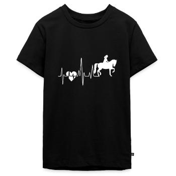 Équitation Équitation Heartbeat - T-shirt Premium bio Ado - noir - Devant - AI Model Teenager Male light (155cm)