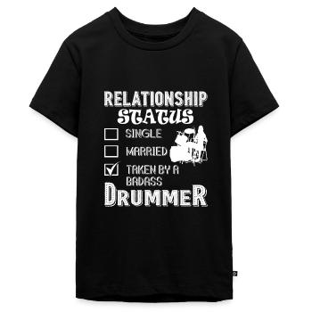 Drummer Drummer Relationship Status - Teenager Premium Bio T-Shirt - Schwarz - Vorne - AI Model Teenager Male light (155cm)