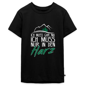 Harz Sachsen-Anhalt Mittelgebirge Geschenkidee - Teenager Premium Bio T-Shirt - Schwarz - Vorne - AI Model Teenager Male light (155cm)