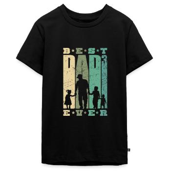 Best Dad Ever Vater 3 Kinder dreifacher Papa - Teenager Premium Bio T-Shirt - Schwarz - Vorne - AI Model Teenager Male light (155cm)