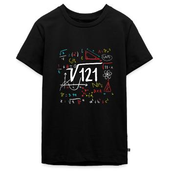 11. Geburtstag Wurzel aus 121 = 11 Jahre Geschenk - Teenager Premium Bio T-Shirt - Schwarz - Vorne - AI Model Teenager Male light (155cm)