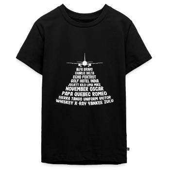 Pilot Motiv Flugzeug Geschenk Nato Alphabet - Teenager Premium Bio T-Shirt - Schwarz - Vorne - AI Model Teenager Male light (155cm)