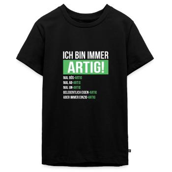 Lustig - Teenager Premium Bio T-Shirt - Schwarz - Vorne - AI Model Teenager Male light (155cm)