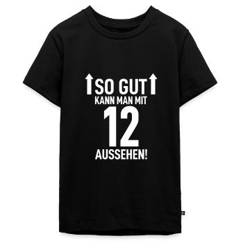 12. Geburtstag - Teenager Premium Bio T-Shirt - Schwarz - Vorne - AI Model Teenager Male light (155cm)