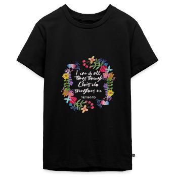 Christentum Christliche Zitate - Teenager Premium Bio T-Shirt - Schwarz - Vorne - AI Model Teenager Male light (155cm)
