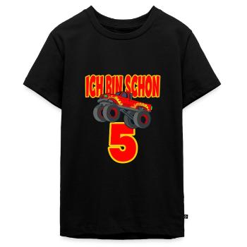 Ich Bin Schon 5 für einen Jungen der 5 Jahre wird - Teenager Premium Bio T-Shirt - Schwarz - Vorne - AI Model Teenager Male light (155cm)