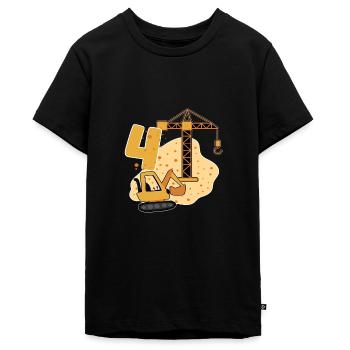 4. Geburtstag Junge Ich bin schon 4 Jahre Bagger - Teenager Premium Bio T-Shirt - Schwarz - Vorne - AI Model Teenager Male light (155cm)