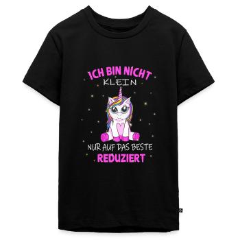 Nicht klein nur auf das beste Reduziert - Einhorn - Teenager Premium Bio T-Shirt - Schwarz - Vorne - AI Model Teenager Male light (155cm)