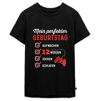 12. Geburtstag 12 Jahre Zocken Zocker Videospiele - Teenager Premium Bio T-Shirt - Schwarz - Vorne - AI Model Teenager Male light (155cm)