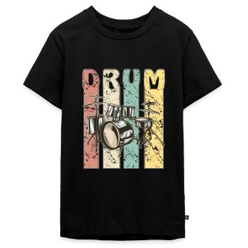 DRUM - Teenager Premium Bio T-Shirt - Schwarz - Vorne - AI Model Teenager Male light (155cm)