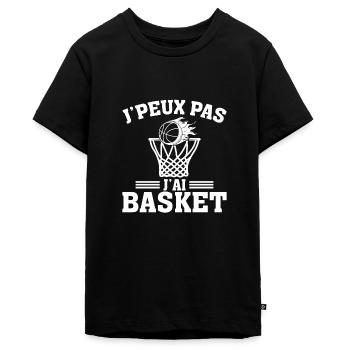 Je Peux Pas J'ai Basket - T-shirt Premium bio Ado - noir - Devant - AI Model Teenager Male light (155cm)