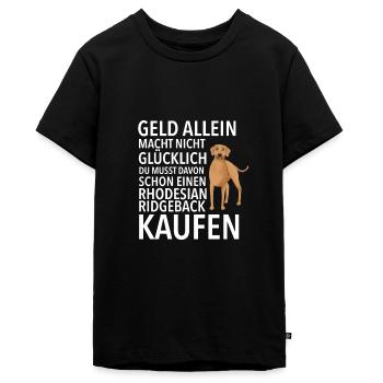 Rhodesian Ridgeback Glücklich Rhodesian Ridgeback - Teenager Premium Bio T-Shirt - Schwarz - Vorne - AI Model Teenager Male light (155cm)