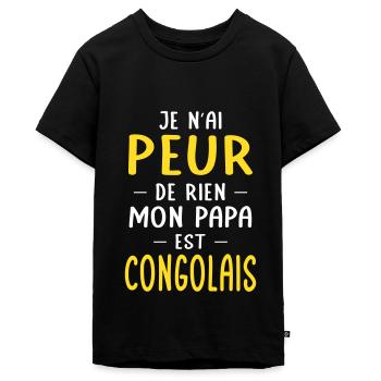 Je n'ai peur de rien mon papa est Congolais - T-shirt Premium bio Ado - noir - Devant - AI Model Teenager Male light (155cm)