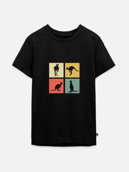 Känguru - Teenager Premium Bio T-Shirt - Schwarz