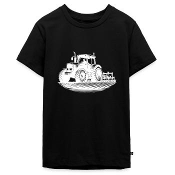 Feld Schlepper Landmaschinen Feldarbeit Traktor - Teenager Premium Bio T-Shirt - Schwarz - Vorne - AI Model Teenager Male light (155cm)
