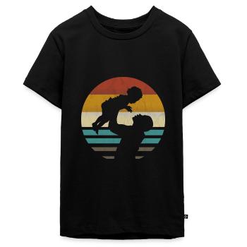 Papa Vater Sohn Vatertag Geschenk retro vintage - Teenager Premium Bio T-Shirt - Schwarz - Vorne - AI Model Teenager Male light (155cm)