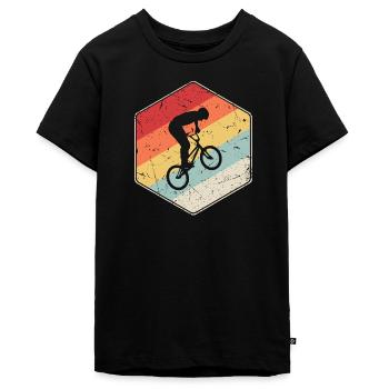 BMX Fahrer Vintage Motiv Freestyle BMX Fahrrad - Teenager Premium Bio T-Shirt - Schwarz - Vorne - AI Model Teenager Male light (155cm)