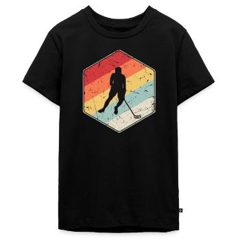 Floorball Spieler Floorballspieler Unihockey - Teenager Premium Bio T-Shirt - Schwarz - Vorne - AI Model Teenager Male light (155cm)
