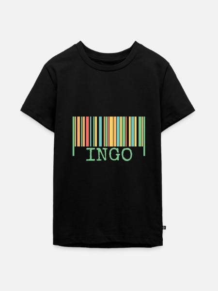 Strichcode Ingo - Teenager Premium Bio T-Shirt - Schwarz