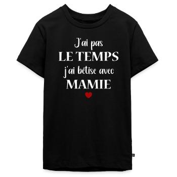betise mamie - T-shirt Premium bio Ado - noir - Devant - AI Model Teenager Male light (155cm)