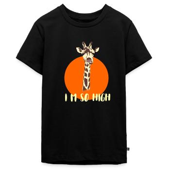 girafe haute ironie disant nerd gamer geek lo - T-shirt Premium bio Ado - noir - Devant - AI Model Teenager Male light (155cm)