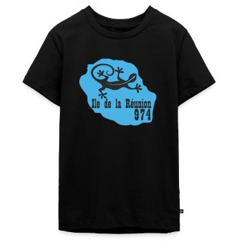 974 Ile de la réunion - T-shirt Premium bio Ado - noir - Devant - AI Model Teenager Male light (155cm)