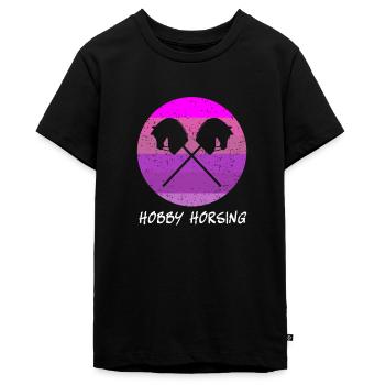 Hobby horse Reiten Geschenkidee - Teenager Premium Bio T-Shirt - Schwarz - Vorne - AI Model Teenager Male light (155cm)