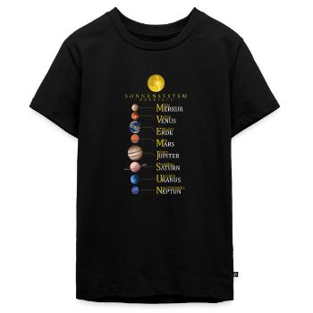 Sonnensystem Merksatz - Planeten - Weltraum - Teenager Premium Bio T-Shirt - Schwarz - Vorne - AI Model Teenager Male light (155cm)