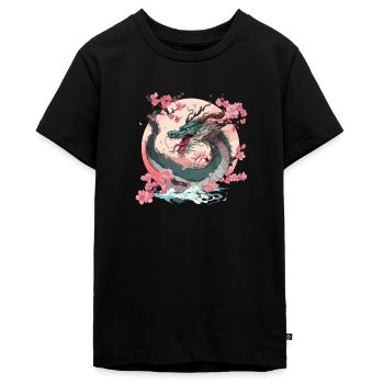 Rétro Dragon Japonais Manga Dragon Chinois Cool - T-shirt Premium bio Ado - noir - Devant - AI Model Teenager Male light (155cm)