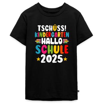 Tschüss Kindergarten Hallo Schule KitaAbsolve 2025 - Teenager Premium Bio T-Shirt - Schwarz - Vorne - AI Model Teenager Male light (155cm)
