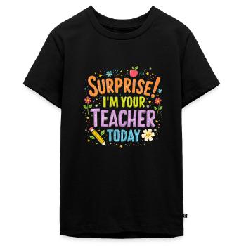 LEHRER - Teenager Premium Bio T-Shirt - Schwarz - Vorne - AI Model Teenager Male light (155cm)
