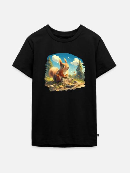 Eichhörnchen - Teenager Premium Bio T-Shirt - Schwarz