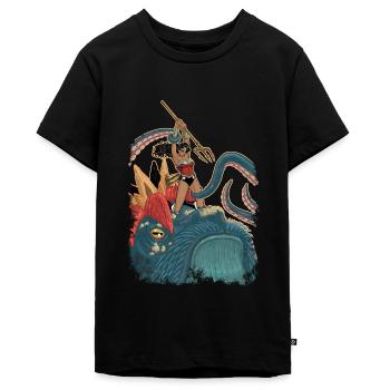 Wonder Woman im Kampf - Teenager Premium Bio T-Shirt - Schwarz - Vorne - AI Model Teenager Male light (155cm)