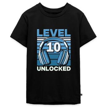 Level 10 Unlocked Gaming Geburtstag Gamer - Teenager Premium Bio T-Shirt - Schwarz - Vorne - AI Model Teenager Male light (155cm)