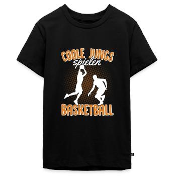 Coole Jungs spielen Basketball - Teenager Premium Bio T-Shirt - Schwarz - Vorne - AI Model Teenager Male light (155cm)