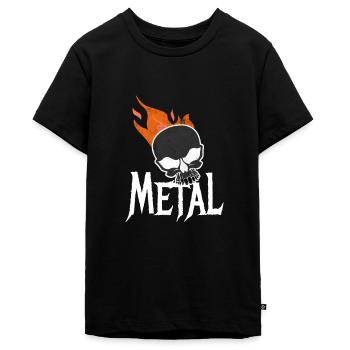 Heavy Metal Totenkops fire - T-shirt Premium bio Ado - noir - Devant - AI Model Teenager Male light (155cm)