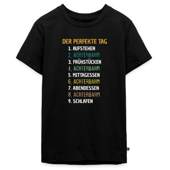 Achterbahn Freizeitpark Geschenk - Teenager Premium Bio T-Shirt - Schwarz - Vorne - AI Model Teenager Male light (155cm)