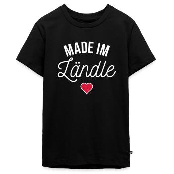 Made im Ländle (weiß) - Teenager Premium Bio T-Shirt - Schwarz - Vorne - AI Model Teenager Male light (155cm)