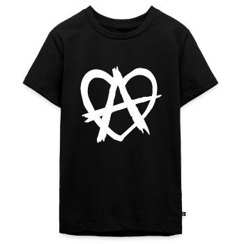 Anarchy heart, revolution, punk, white - Teenager Premium Organic T-Shirt - black - Front - AI Model Teenager Male light (155cm)