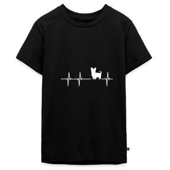 Yorkshire Terrier Hund Herzschlag Geschenk - Teenager Premium Bio T-Shirt - Schwarz - Vorne - AI Model Teenager Male light (155cm)
