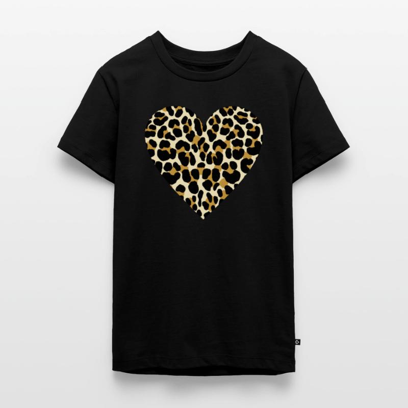 Heart with leopard print Teenager Premium Organic T-Shirt