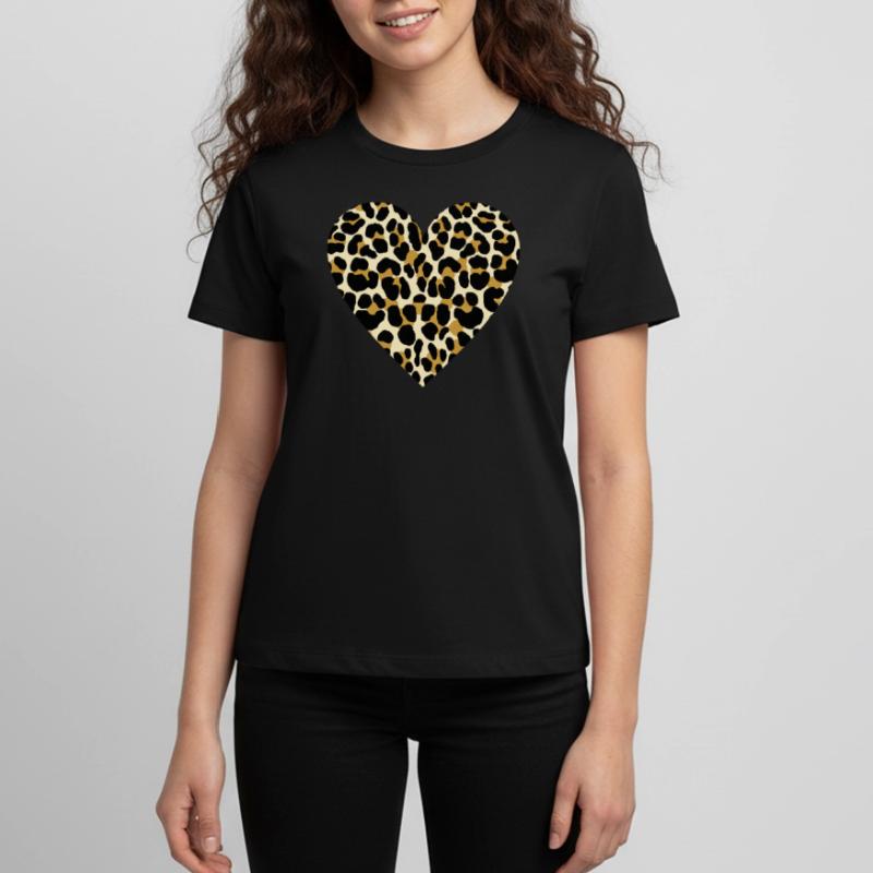 Heart with leopard print Teenager Premium Organic T-Shirt