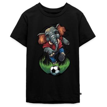 Fußball soccer Ball Elefant - Teenager Premium Bio T-Shirt - Schwarz - Vorne - AI Model Teenager Male light (155cm)