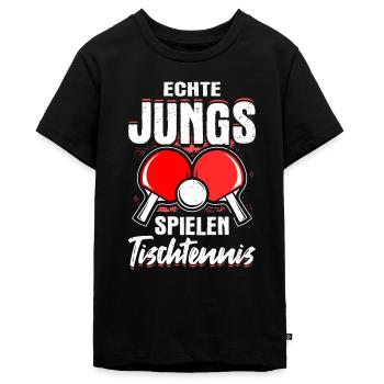 Echte Jungs Spielen Tischtennis Kinder Geschenk - Teenager Premium Bio T-Shirt - Schwarz - Vorne - AI Model Teenager Male light (155cm)