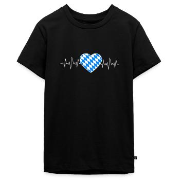 HEARTBEAT - HERZSCHLAG - BAYERN - Teenager Premium Bio T-Shirt - Schwarz - Vorne - AI Model Teenager Male light (155cm)