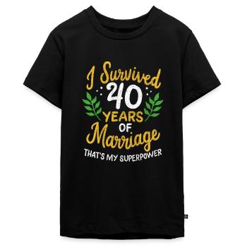 40th Wedding Anniversary Survived 40 Years Of - Teenager Premium Organic T-Shirt - black - Front - AI Model Teenager Male light (155cm)