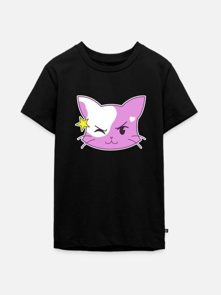Herzkatze Standart Version zwinkernd - Teenager Premium Bio T-Shirt - Schwarz