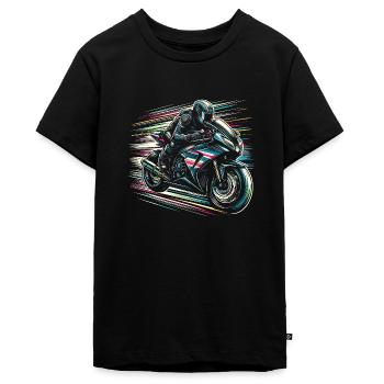 Motard - T-shirt Premium bio Ado - noir - Devant - AI Model Teenager Male light (155cm)